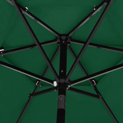 vidaXL 3 szintes zöld napernyő alumíniumrúddal 2,5 m
