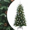 vidaXL Műkar&aacute;csonyfa g&ouml;mbbel 150 cm 150 LED Meleg feh&eacute;r PE &eacute;s PVC Z&ouml;ld