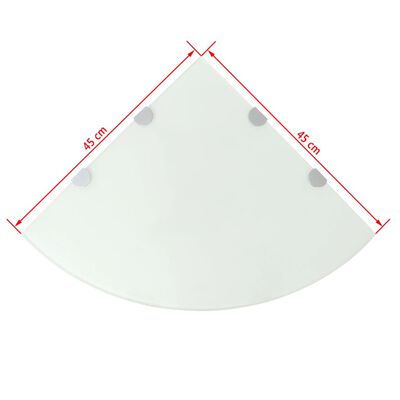 vidaXL Fehér üveg sarokpolc króm tartóval 45x45 cm