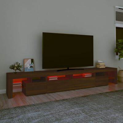 vidaXL barna tölgyszínű TV-szekrény LED-lámpákkal 260x36,5x40 cm