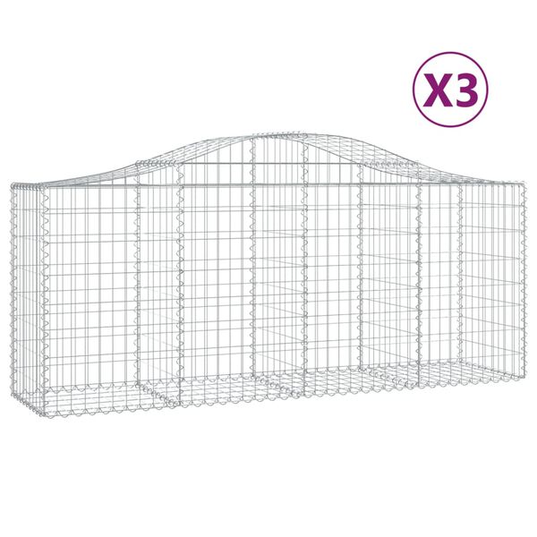 vidaXL 3 db &iacute;ves horganyzott vas gabion kos&aacute;r 200x50x80/100 cm