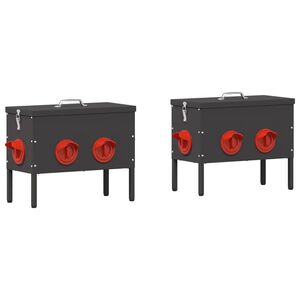 vidaXL Csirke etető 2 pcs Fekete 41,5 x 20,5 x 33 cm