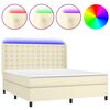 vidaXL kr&eacute;msz&iacute;nű műbőr rug&oacute;s &aacute;gy matraccal &eacute;s LED-del 160x200 cm