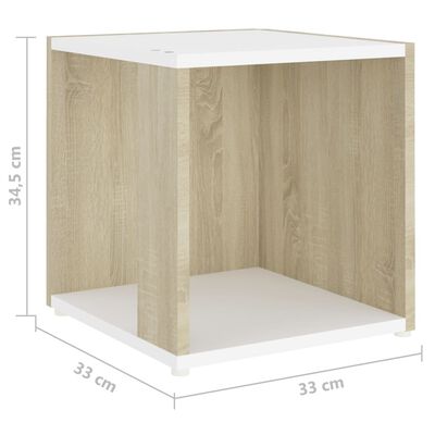 vidaXL fehér és sonoma tölgy színű forgácslap kisasztal 33x33x34,5 cm