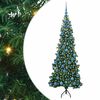vidaXL Sarok Műkar&aacute;csonyfa 300 LED-del Z&ouml;ld 180 cm PVC &eacute;s f&eacute;m
