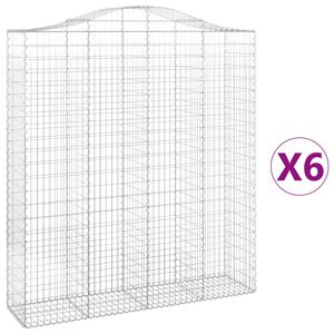 vidaXL 6 db &iacute;ves horganyzott vas gabion kos&aacute;r 200x50x220/240 cm