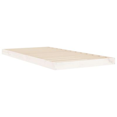 vidaXL fehér egyszemélyes tömör fenyőfa ágykeret 90 x 190 cm