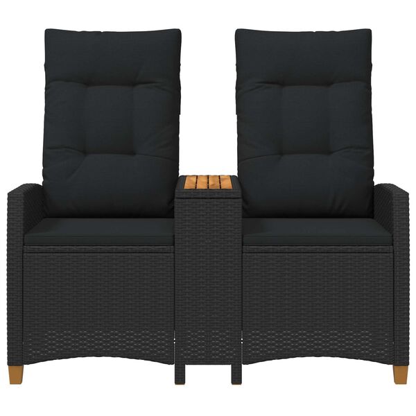 vidaXL D&ouml;nthető pad asztallal Fekete 126 x 65 x 112 cm polirattan