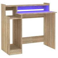 vidaXL sonoma-tölgyszínű szerelt fa íróasztal LED-ekkel 97x45x90 cm