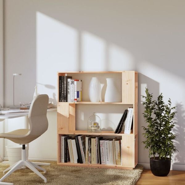 vidaXL tömör fenyőfa könyvszekrény/térelválasztó 80 x 25 x 101 cm