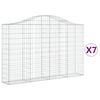 vidaXL 7 db &iacute;ves horganyzott vas gabion kos&aacute;r 200x30x120/140 cm