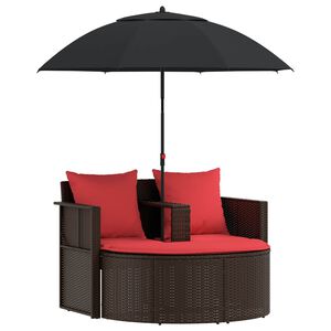 vidaXL Kerti kanap&eacute; Barna &eacute;s Piros 168 x 168 x 180 cm polirattan