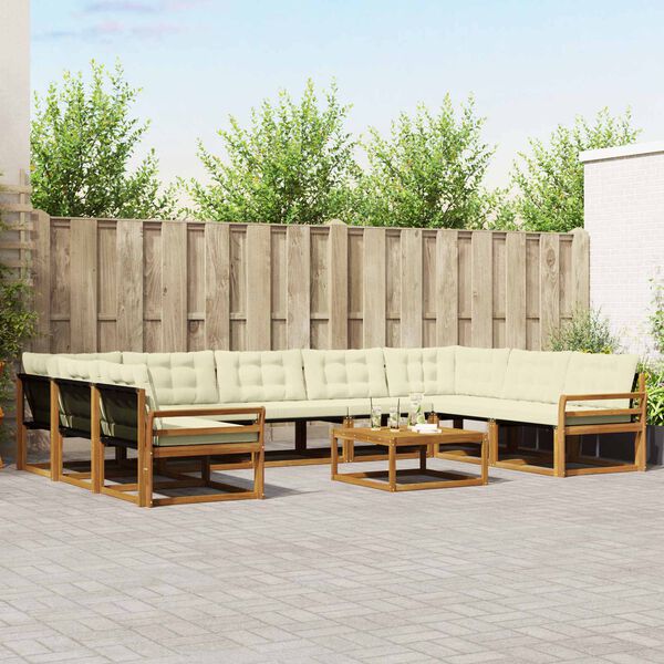 vidaXL K&uuml;lt&eacute;ri kanap&eacute; szett p&aacute;rn&aacute;val 10 pcs Term&eacute;szetes &eacute;s kr&eacute;msz&iacute;nű