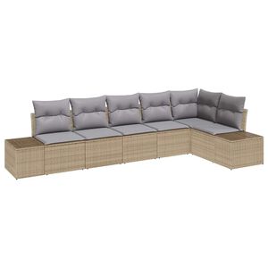 vidaXL Kerti Kanap&eacute; Szett 6 pcs Beige &eacute;s Vil&aacute;gossz&uuml;rke polirattan