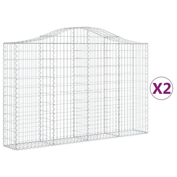 vidaXL 2 db íves horganyzott vas gabion kosár 200x30x120/140 cm