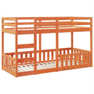 vidaXL viaszbarna tömör fenyőfa emeletes ágy 90x200 cm