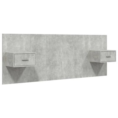 vidaXL betonszürke szerelt fa ágyfejtámla szekrényekkel