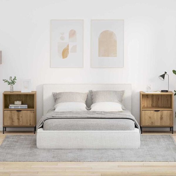 vidaXL &Eacute;jjeliszekr&eacute;ny 2 pcs k&eacute;zműves t&ouml;lgy 49 x 36 x 61 cm Faanyag