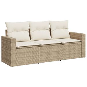 vidaXL 3 r&eacute;szes b&eacute;zs polyrattan kerti &uuml;lőgarnit&uacute;ra p&aacute;rn&aacute;kkal