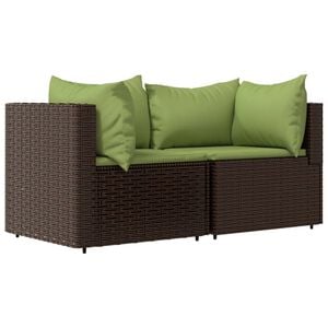 vidaXL 2 db barna polyrattan kerti sarokkanap&eacute; p&aacute;rn&aacute;kkal