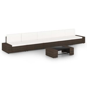 vidaXL 6 r&eacute;szes barna polyrattan kerti &uuml;lőgarnit&uacute;ra p&aacute;rn&aacute;kkal