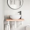 vidaXL acél és tömör bükkfa falra szerelhető mosdópolc