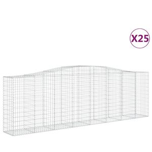 vidaXL 25 db &iacute;ves horganyzott vas gabion kos&aacute;r 400x50x120/140 cm