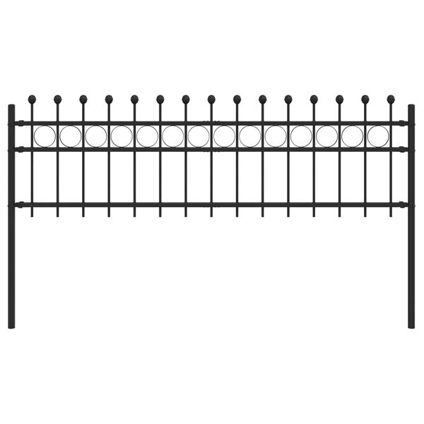 vidaXL Gyűrűs Ker&iacute;t&eacute;s Fekete 200 x 130 cm Porsz&oacute;rt ac&eacute;l