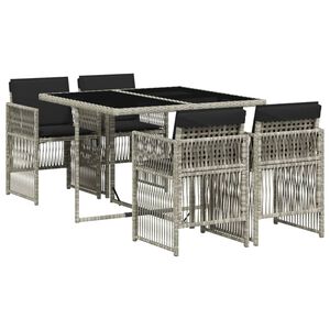 vidaXL 5r&eacute;szes vil&aacute;gossz&uuml;rke polyrattan kerti &eacute;tkezőgarnit&uacute;ra p&aacute;rn&aacute;val
