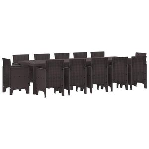 vidaXL Kert &eacute;tkező szett 13 pcs Barna Poli rattan
