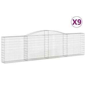 vidaXL 9 db &iacute;ves horganyzott vas gabion kos&aacute;r 400x30x100/120 cm