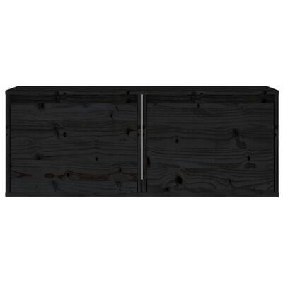 vidaXL 2 darab fekete tömör fenyőfa faliszekrény 45 x 30 x 35 cm