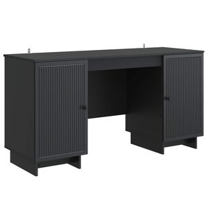 vidaXL Asztal Fekete Szerelt Fa 142,5 x 50 x 75 cm