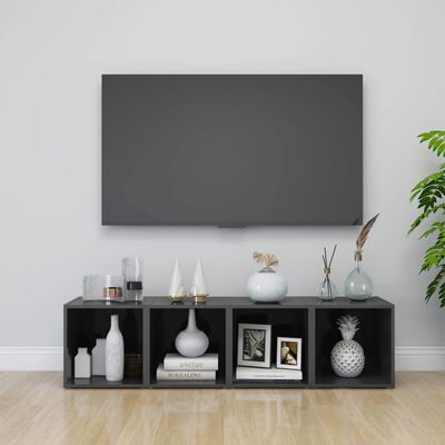 vidaXL magasfényű szürke forgácslap TV-szekrény 37 x 35 x 37 cm