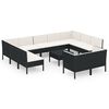 vidaXL 12 r&eacute;szes fekete polyrattan kerti &uuml;lőgarnit&uacute;ra p&aacute;rn&aacute;kkal