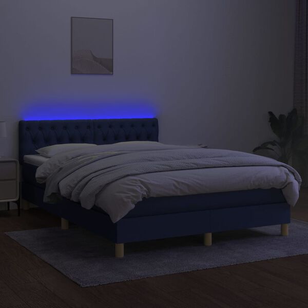 vidaXL k&eacute;k sz&ouml;vet rug&oacute;s &eacute;s LED-es &aacute;gy matraccal 140x190 cm