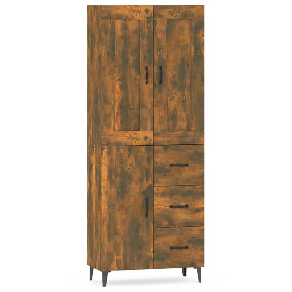 vidaXL füstös tölgy színű szerelt fa magasszekrény