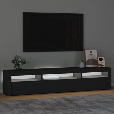 vidaXL fekete TV-szekrény LED-világítással 195x35x40 cm