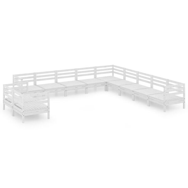 vidaXL 11 r&eacute;szes feh&eacute;r t&ouml;m&ouml;r fenyőfa kerti &uuml;lőgarnit&uacute;ra