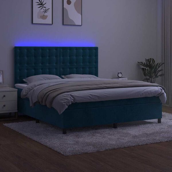 vidaXL s&ouml;t&eacute;tk&eacute;k b&aacute;rsony rug&oacute;s &eacute;s LED-es &aacute;gy matraccal 160x200 cm