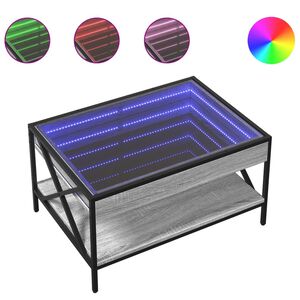 vidaXL sz&uuml;rke sonoma v&eacute;gtelen hat&aacute;s&uacute; LED-es doh&aacute;nyz&oacute;asztal 70x50x38 cm