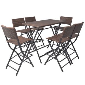 vidaXL 7-r&eacute;szes barna kerti polyrattan/ac&eacute;l &ouml;sszecsukhat&oacute; &eacute;tkezőszett
