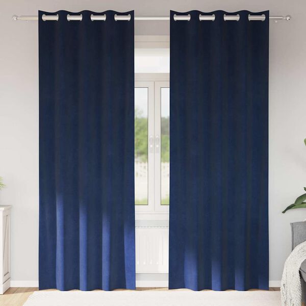 vidaXL Függönyök függönyökkel 2 pcs Sötétkék 140 x 225 cm Bársony
