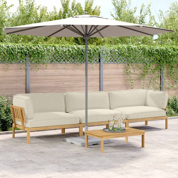 vidaXL Kanap&eacute; Szett p&aacute;rn&aacute;val Egysz&iacute;nű 4 pcs Kr&eacute;m T&ouml;m&ouml;r Ak&aacute;cfa