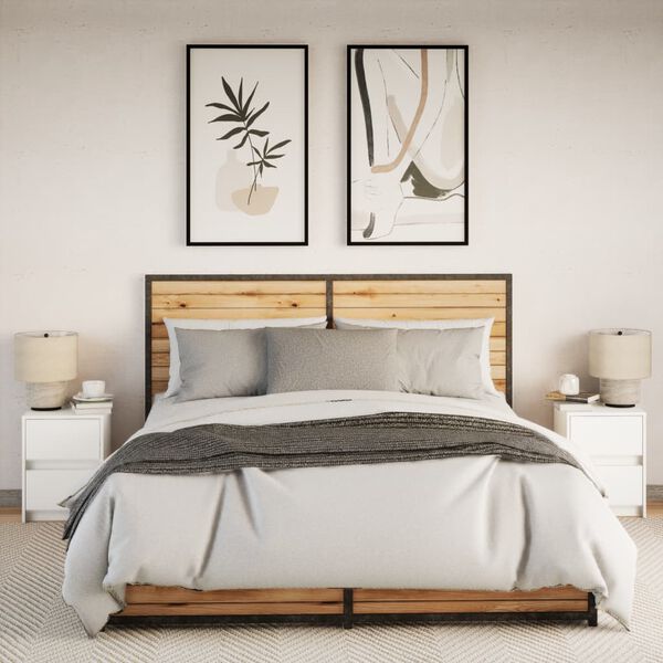 vidaXL 2 db feh&eacute;r szerelt fa &eacute;jjeliszekr&eacute;ny LED-f&eacute;nyekkel