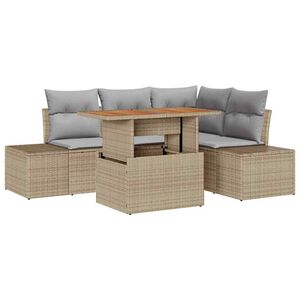 vidaXL Kerti Kanap&eacute; Szett t&aacute;rol&oacute;val 5 pcs B&eacute;zs Poli rattan