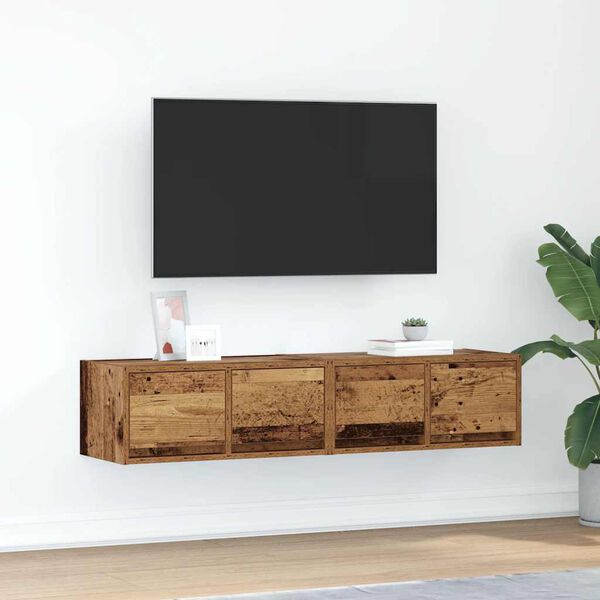vidaXL 2 db antik fa szerelt fa fali TV-szekr&eacute;ny 60x31x25,5 cm