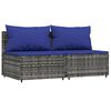 vidaXL 2 db sz&uuml;rke polyrattan kerti k&ouml;z&eacute;pső kanap&eacute; p&aacute;rn&aacute;kkal