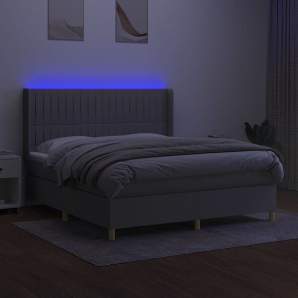 vidaXL vil&aacute;gossz&uuml;rke sz&ouml;vet rug&oacute;s &eacute;s LED-es &aacute;gy matraccal 160x200 cm