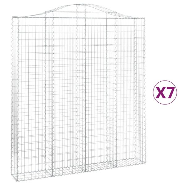 vidaXL 7 db íves horganyzott vas gabion kosár 200x30x220/240 cm